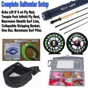 Saltwater 9' 6 wt Fly Rod/Reel/Fly Line/Flies Surf Setup